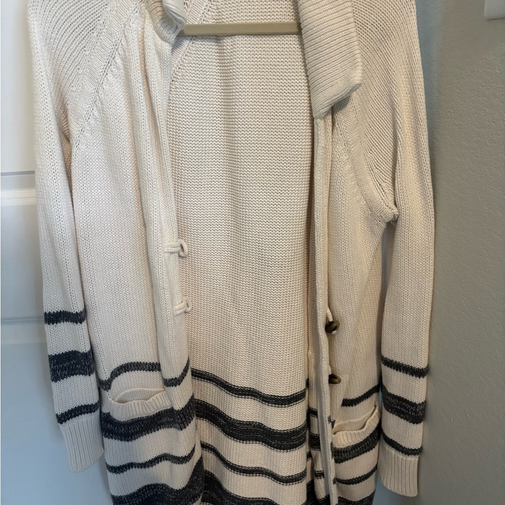 GAP Cream and Gray Women's Oversized Cardigan